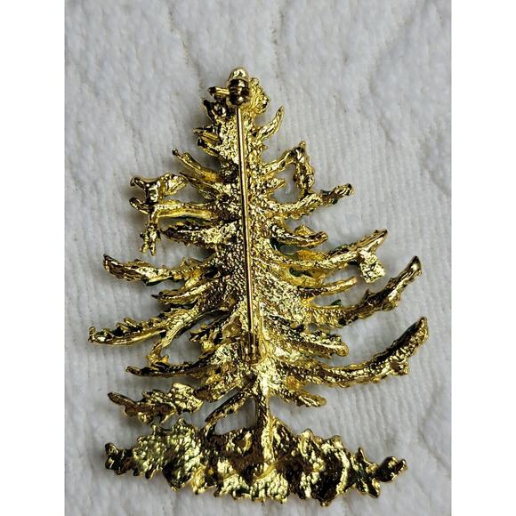 Spode Christmas Tree Rhinestones Brooch Pin - Picture 3 of 3